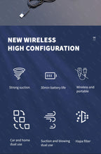 Aspirador Portátil Mini SZUK 98000PA Sem Fios para Carro e Casa