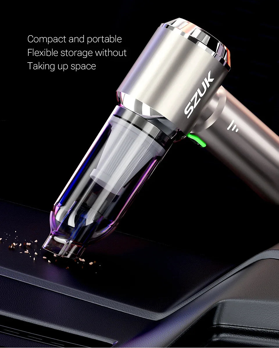 Mini Car Vacuum 98500Pa — Aspirador Portátil Sem Fios USB Super Potente