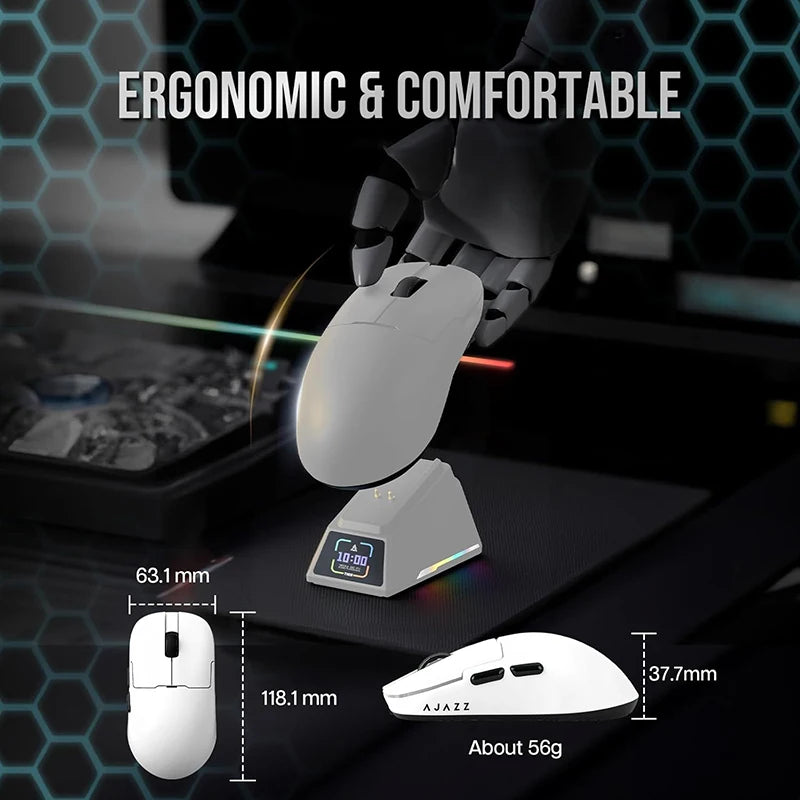 AJAZZ AJ159 APEX Paw3950 Wireless Mouse with RGB Magnetic Charging Base Lightweight Wired Bluetooth Gaming Mouse for PC Laptop