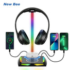 New Bee Z12 RGB Headset Stand Holder with Wireless Charger, Desk Base, Gaming Headphones Holder, Non-Slip Rubber Base