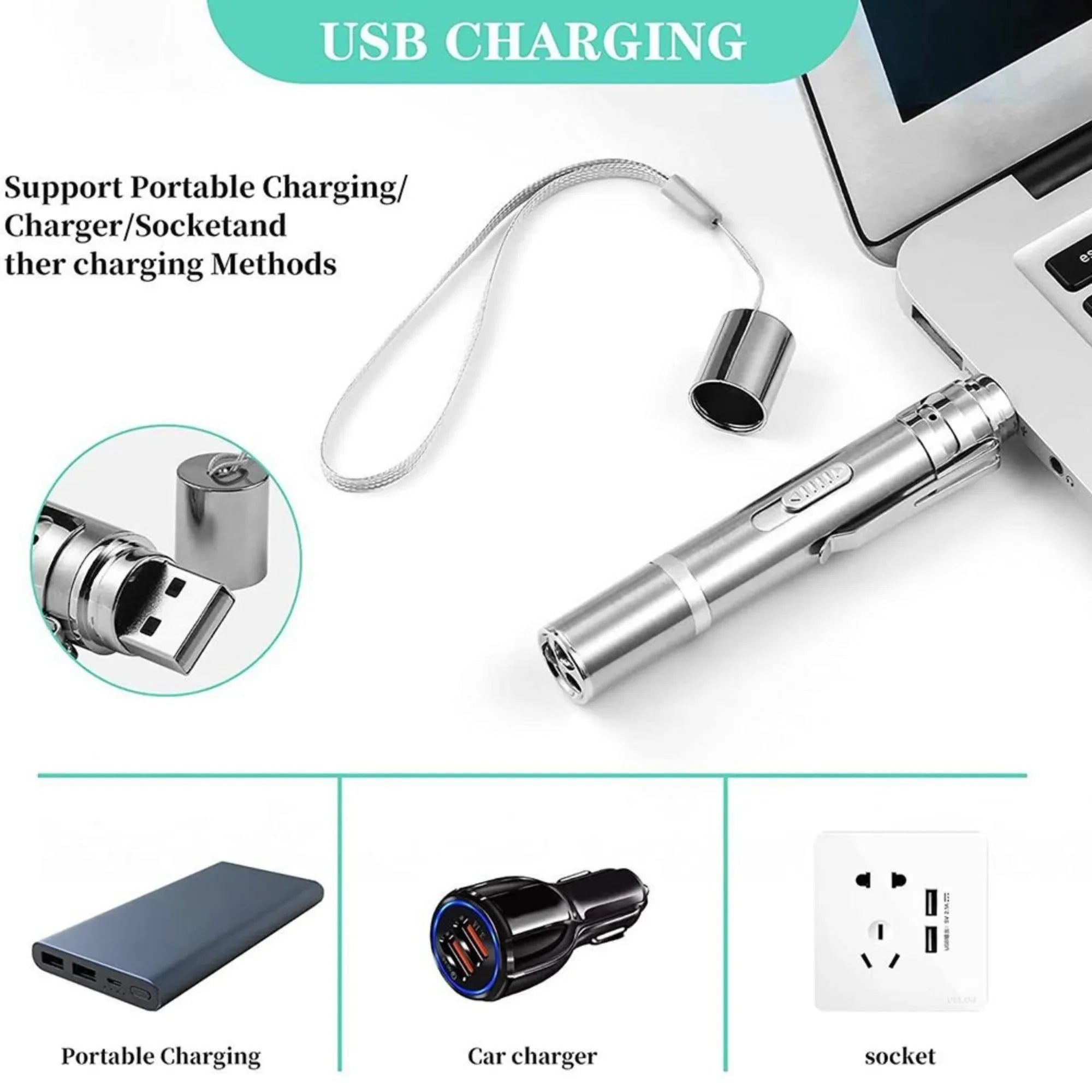 Rechargeable Pet Laser Pointer Toy for Cats and Dogs LED Light 5 Switchable Patterns Interactive Play