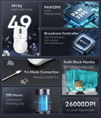 Attack Shark X3 Ultra Light Wireless Gaming Mouse Tri Mode 2.4G/Bluetooth/USB-C 26000DPI PAW3395 Sensor 49g Lightweight