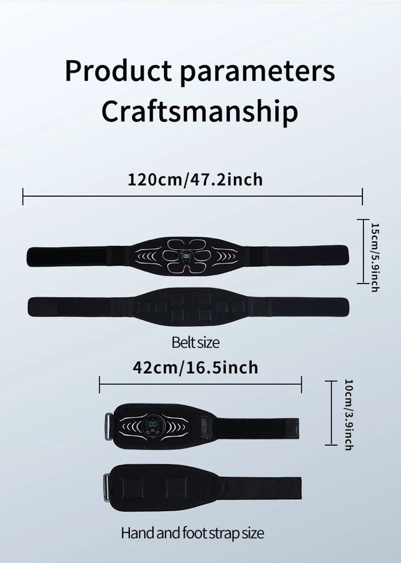 EMS CoreToner – Estimulador Muscular Abdominal Premium com Cinto de Tonificação USB