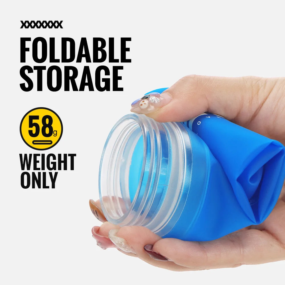 WRELS TPU Collapsible Soft Water Bottle for Hydration Pack Soft Flask Folding Water Bottles BPA-Free Sports Running Bottles