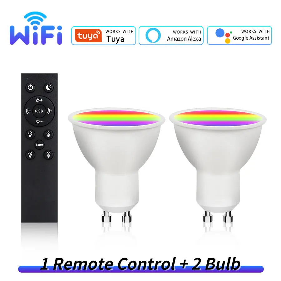GU10 WiFi Tuya RGB — Spotlight Smart para Teto, Alexa e Google Home