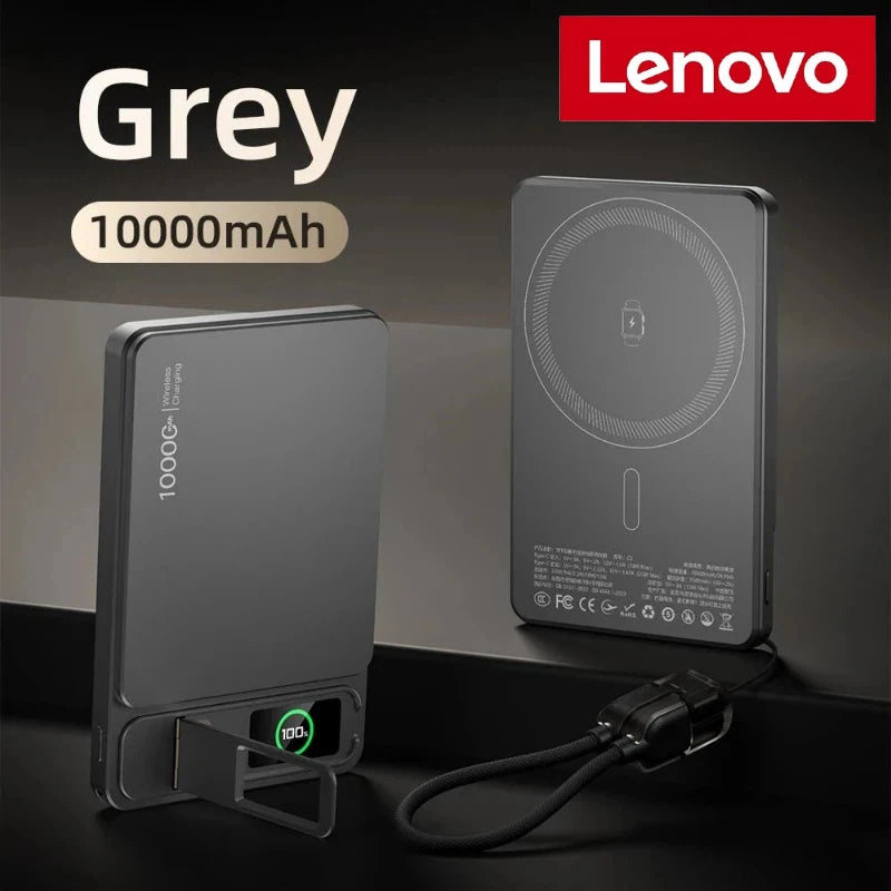 Lenovo 10000mAh Slim Power Bank — Magnético MagSafe Wireless 20W CCC