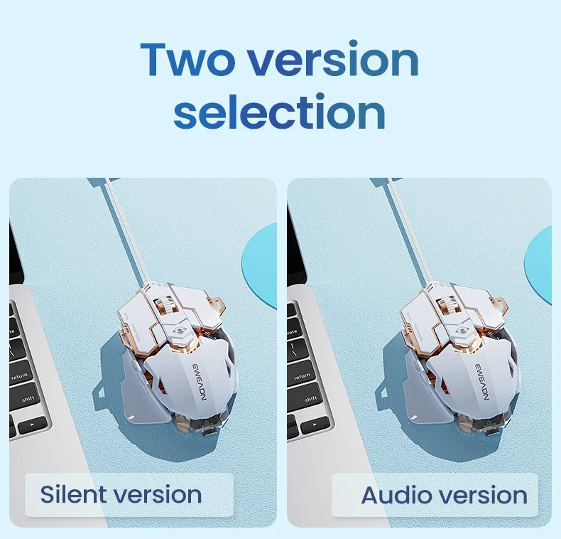 EWEADN G5 USB Wired Gaming Mouse Silent or audible optional, Buttons Macro Function Keys, for desktop, laptop, computer, school