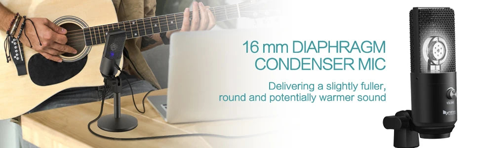 FIFINE K670B — Microfone USB com Controlo de Ganho para Podcast e Gravação