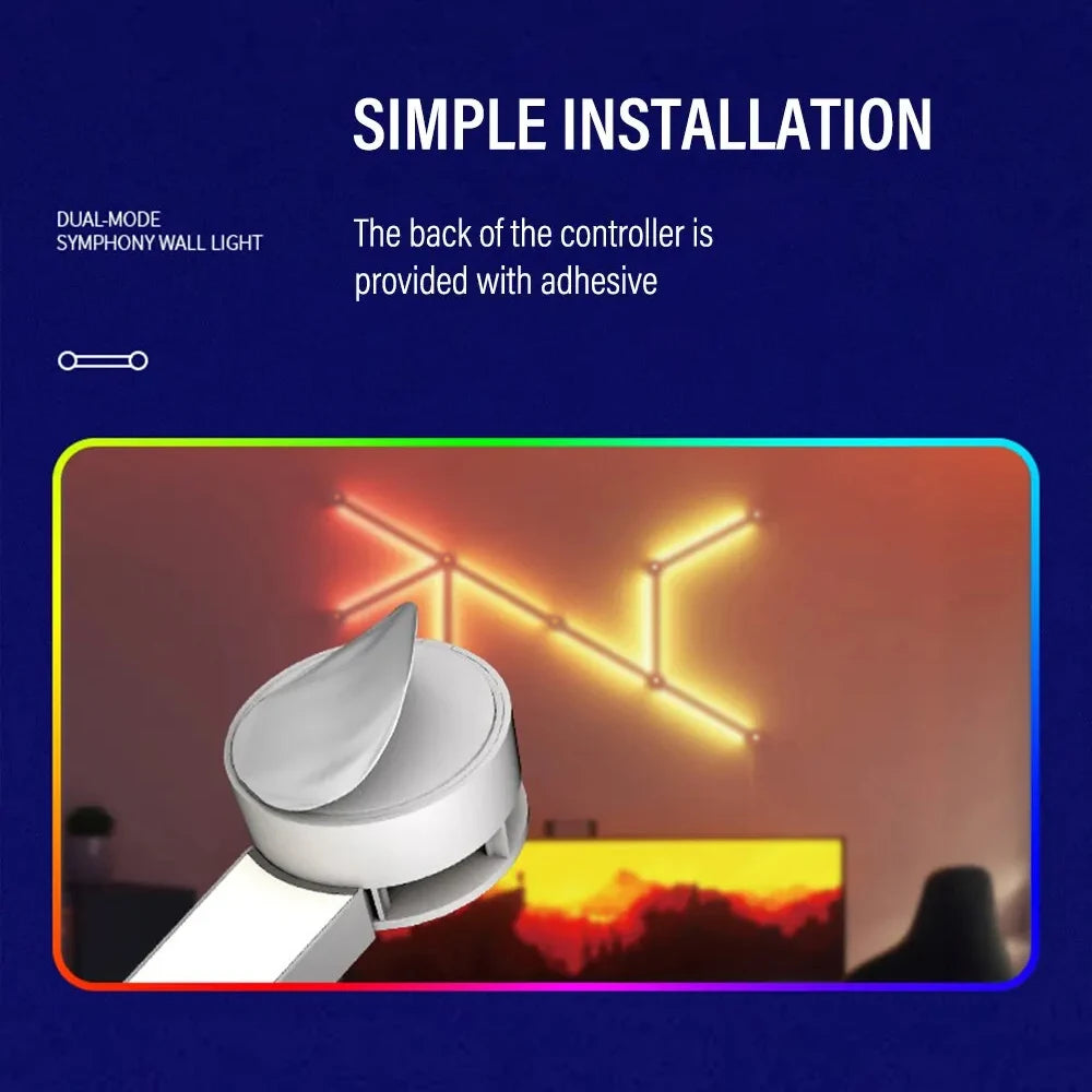 DIY Wall Design LED RGBIC Dynamic Atmosphere Light Night WIFI APP Voice Assistant Control TV Backlight Room Game Decoration