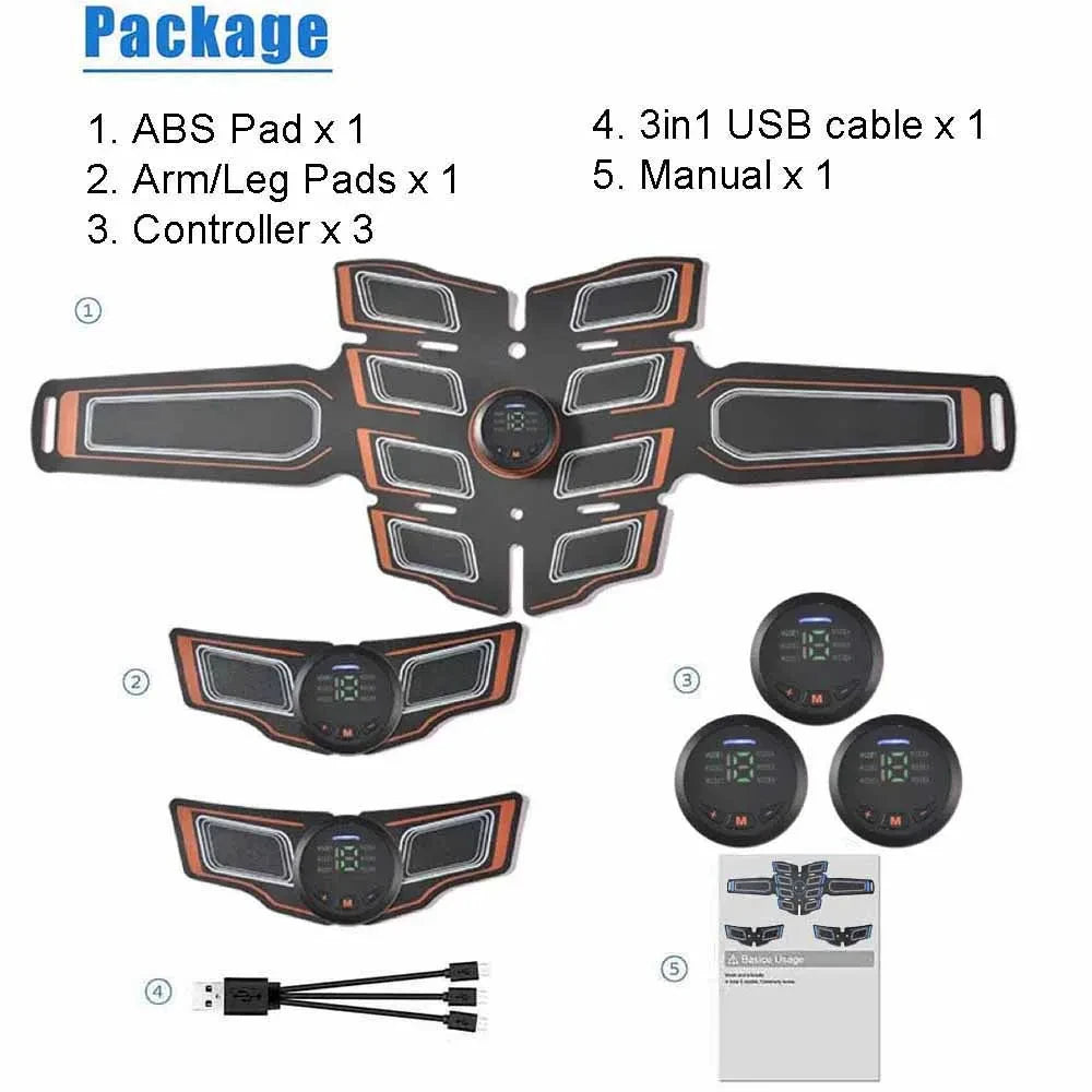 CorePulse EMS – Cinto Eletrónico Recarregável para Treino Abdominal e Massagem Muscular