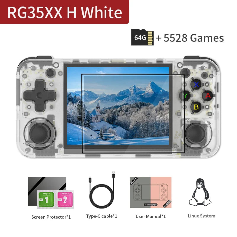 ANBERNIC RG35XX H Portable Linux Gaming Console 3.5 inch IPS Screen H700 Retro Video Games Player 3300mAh 64G 5528 Classic Games