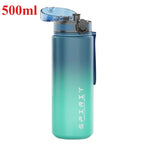 500ML/1000ML Large Capacity Sports Water Bottle Leak-Proof Motivational Portable Reusable Plastic Cups Outdoor Travel Gym Jugs