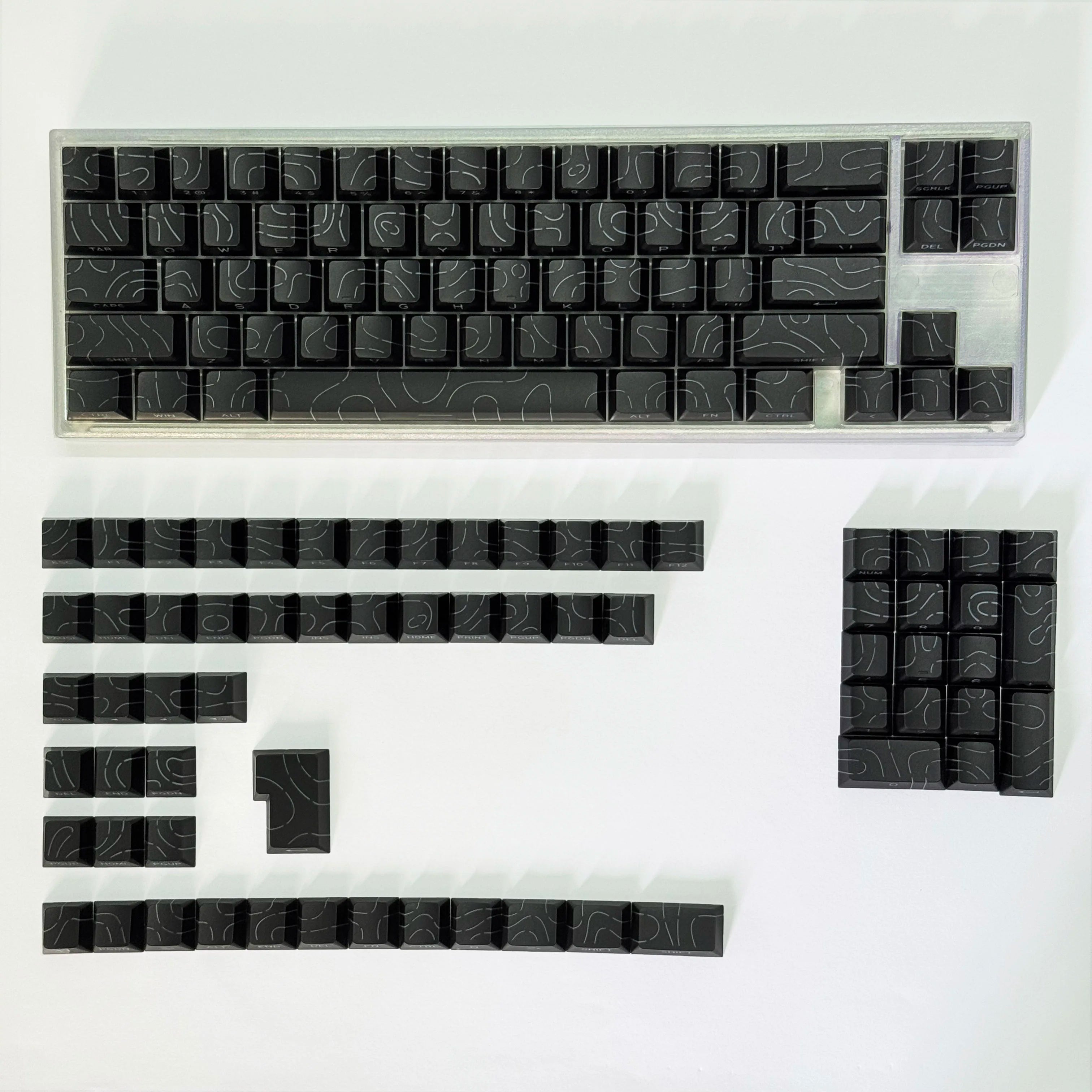 Line Gradient Side Shine Through Keycaps Cherry Profile PBT Custom Keycaps for 60% 65% 75% 96% 98% 100% Mechanical Keyboard