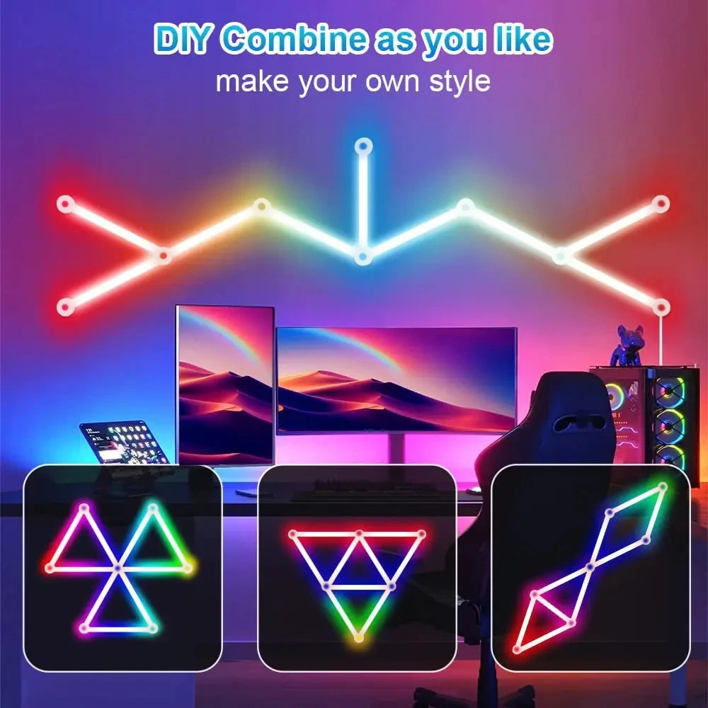 DIY Wall Design LED RGBIC Dynamic Atmosphere Light Night WIFI APP Voice Assistant Control TV Backlight Room Game Decoration