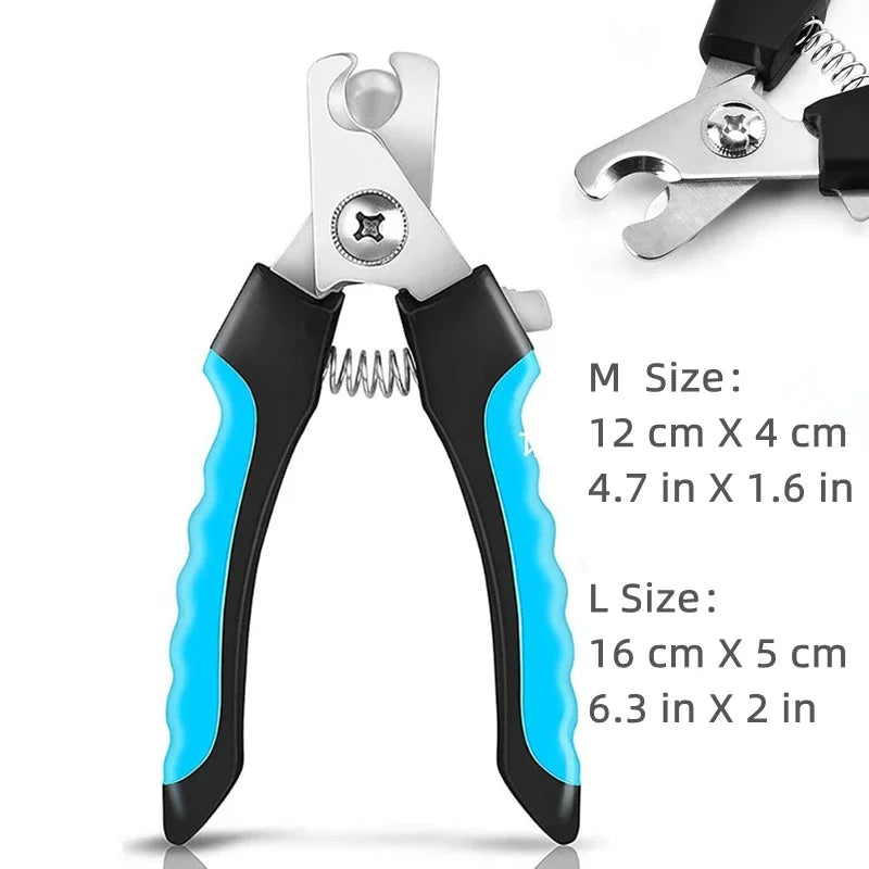 Professional Pet Nail Clipper with Safety Guard, Stainless Steel Scissors for Cat and Dog Claw Care and Grooming Supplies. Size Fits All Sizes.