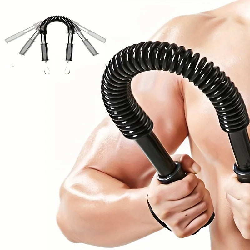 Barra de Exercício com Mola Ajustável 20–60 kg para Treino de Braços e Peito