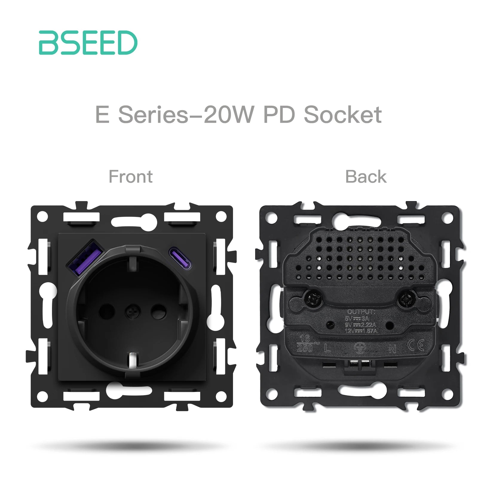 BSEED WiFi Smart Switch Parts — Dimmer, Cortina, Tomadas EU e USB‑C