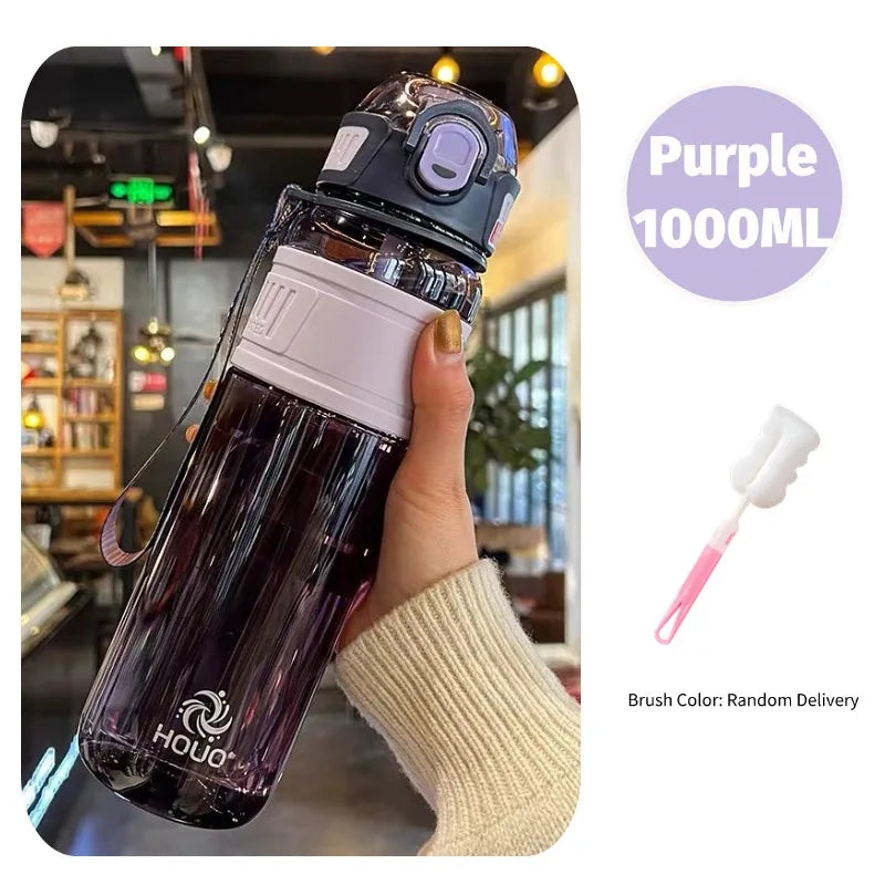 750ml/1000ml Large Capacity Sports Water Bottle Waterproof Plastic Water Cup Outdoor Travel Cycling Hiking Camping Gym Drinkware