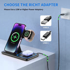 3-in-1 Foldable Wireless Charging Station 30W for iPhone 17 16 15 14 13 12 Pro Max iWatch 11 Airpods Pro Fast Charger Stand Dock