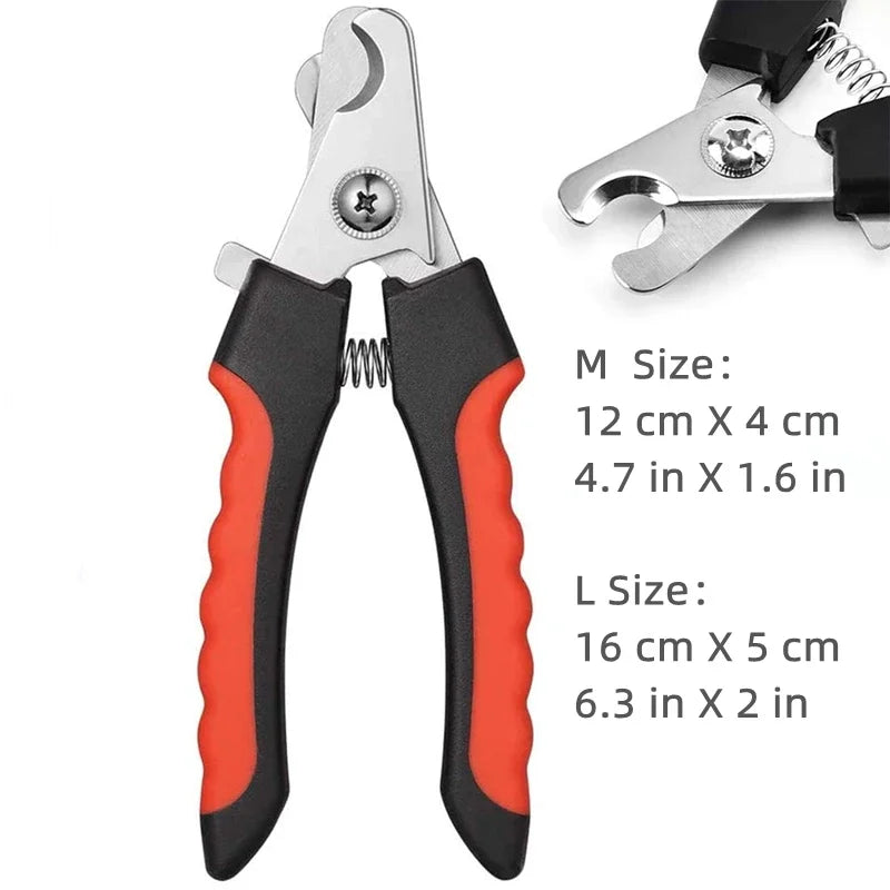 Professional Pet Nail Clipper with Safety Guard, Stainless Steel Scissors for Cat and Dog Claw Care and Grooming Supplies. Size Fits All Sizes.