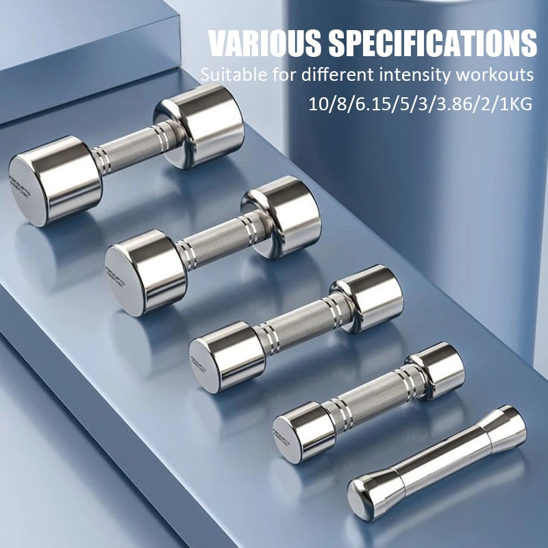 Electroplate Dumbbells Anti-slip Metal Stainless Steel Weightlifting Dumbbells for Women Home Fitness Equipment Strength Training