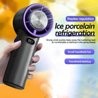 Outdoor Handheld Cold Compress Fan 3600mAh Quite High-speed Cold Air USB Rechargeable Mini Turbo Fan with Lanyard Portable Fan
