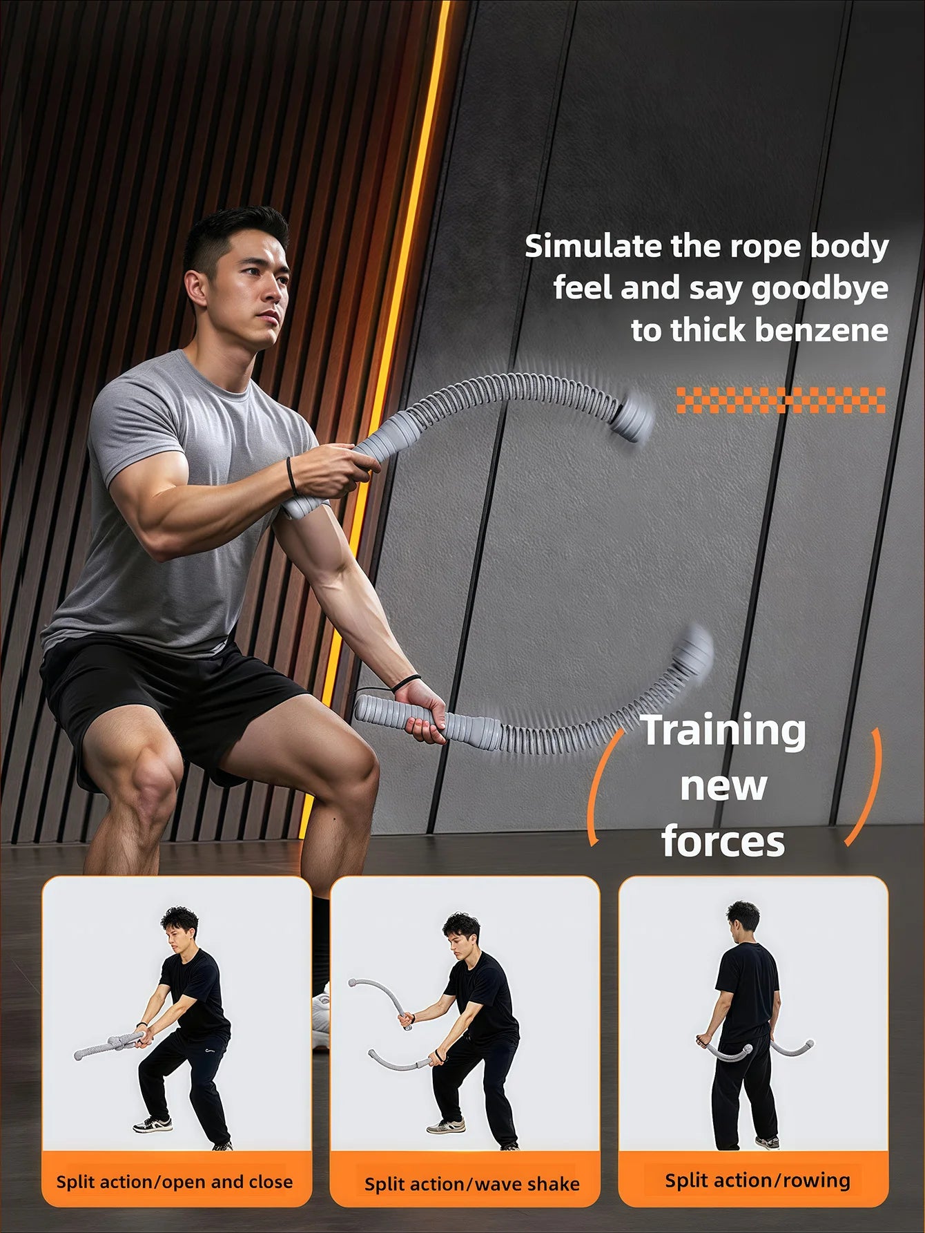 Fortalecedor de Braços com Mola Flexível — Conjunto de 2 para Bíceps e Tríceps