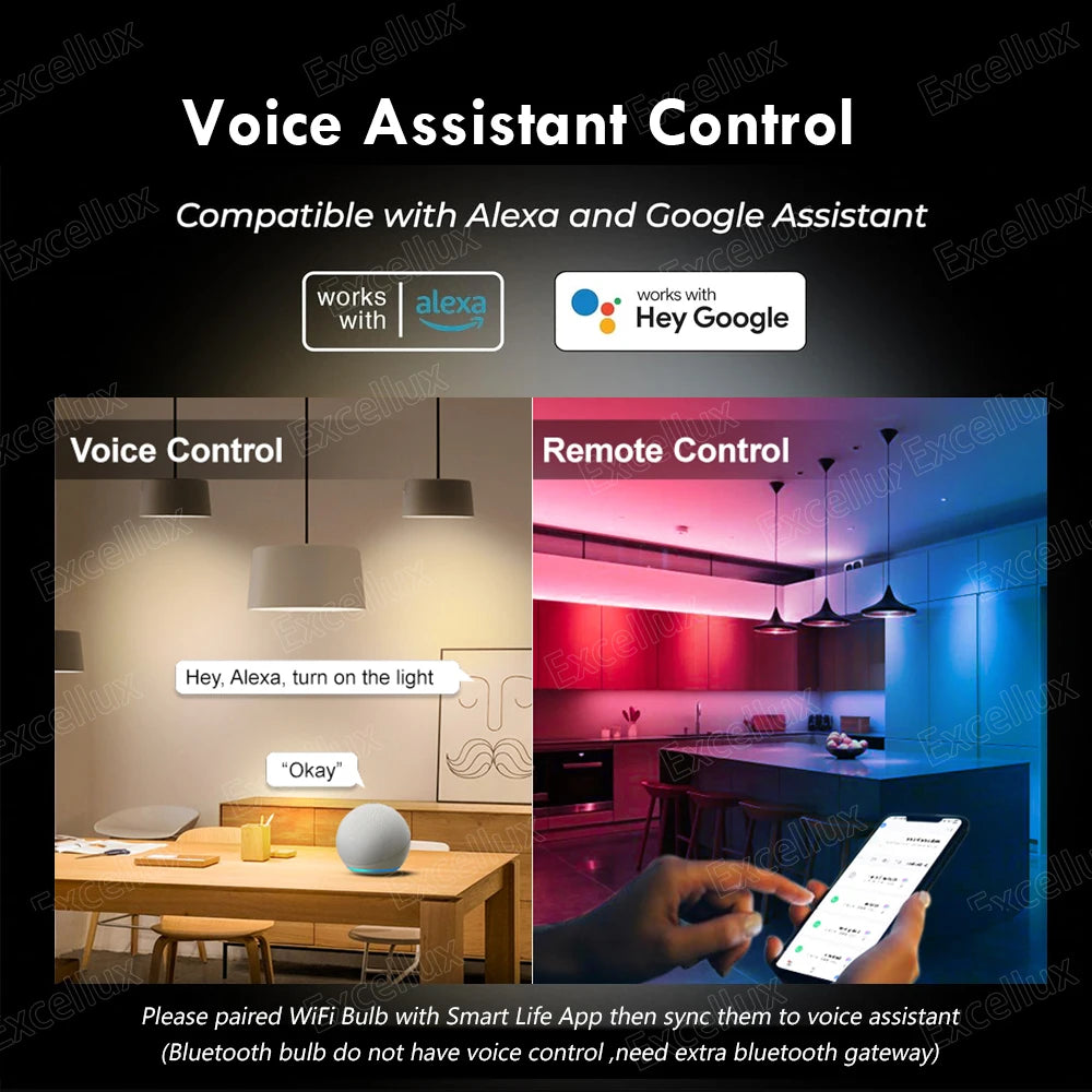 Tuya E27 Smart Bulb 15W — RGB + CW/WW WiFi/Bluetooth Alexa