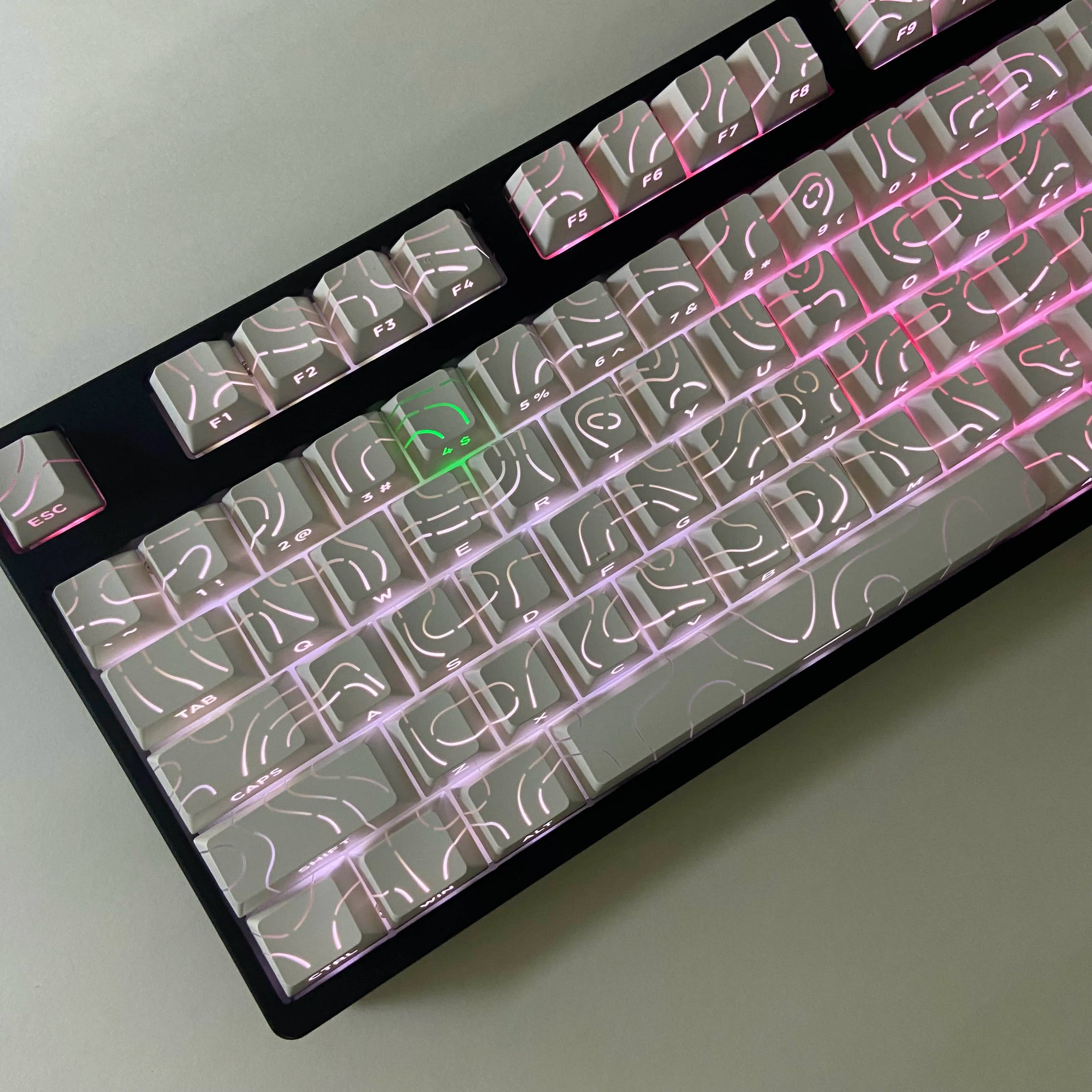 Line Gradient Side Shine Through Keycaps Cherry Profile PBT Custom Keycaps for 60% 65% 75% 96% 98% 100% Mechanical Keyboard