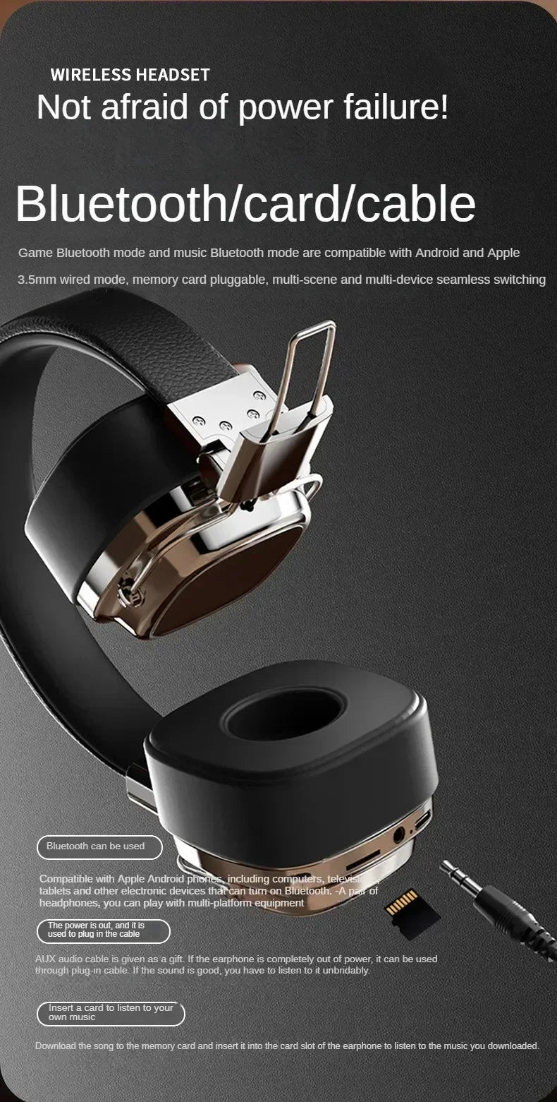 2025 New 5.3 Foldable Wireless Bluetooth Headsets Headset Gamer Choice Retro Over Ear Headphones DJ Stereo Sounds Bluetooth