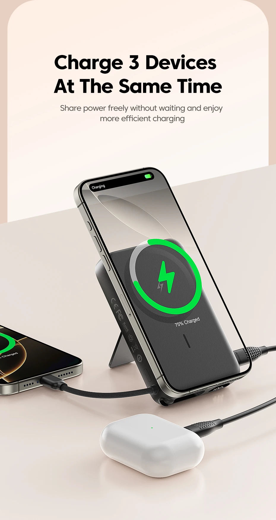 Toocki PowerBank 10000mAh — Magnético 15W MagSafe USB‑C PD 22.5W