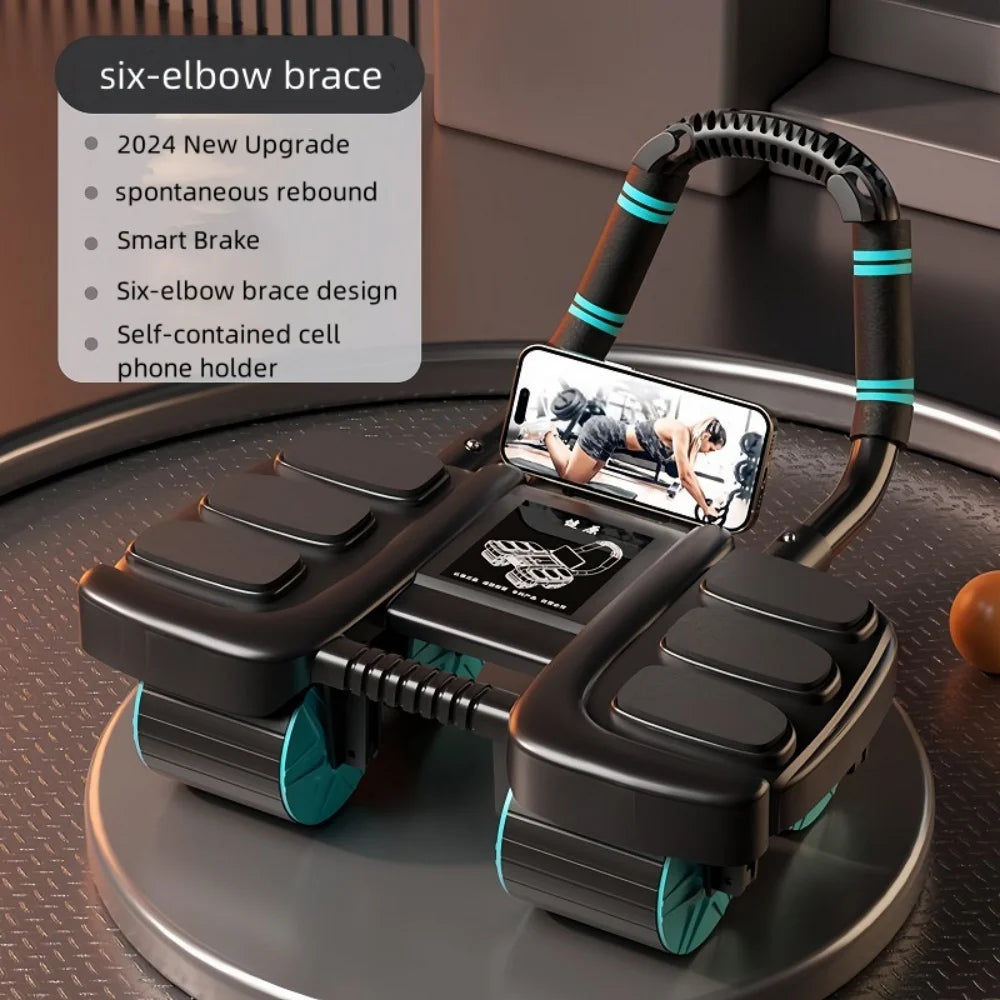 Roda Abdominal com Rebound Automático e Design de Seis Apoios Antiderrapante
