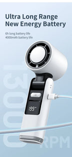 Outdoor Handheld Cold Compress Fan 3600mAh Quite High-speed Cold Air USB Rechargeable Mini Turbo Fan with Lanyard Portable Fan