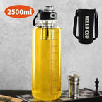 800/2500ml Large Glass Water Bottle with Lock Lid and Direct Drink Spout, Reusable Sports Water Bottle for Gym, Home, and Outdoor Use.