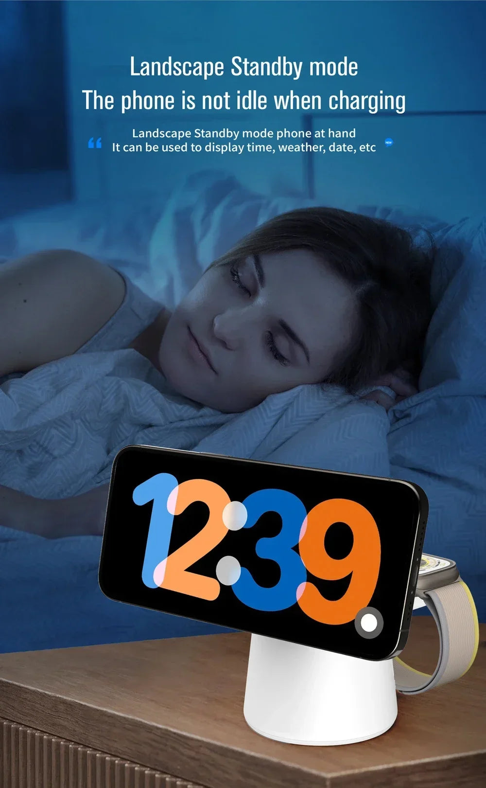 3 in 1 Magnetic Wireless Charger Stand For Magsafe iPhone 15 14 13 12 Pro Max Airpods IWatch 9 8 7 6 Fast Charging Dock Station