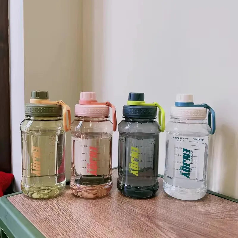 1 Liter Large Capacity Sports Water Bottle with Lifting Cup Lid BPA FREE Plastic Drinking Bottles Outdoor Cycling Hiking Gym Jug