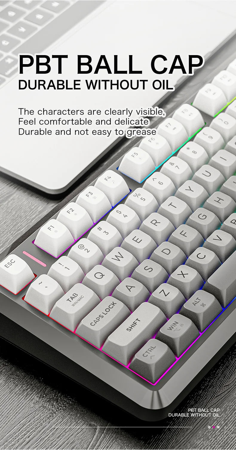 FREE WOLF M75 82-Key Compact Wireless Gaming Keyboard - Dual Mode (Bluetooth/2.4G) RGB Backlit OLED Display Large Battery