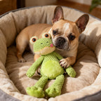 Pet Bite-Resistant Plush Interactive Toy with Sound, Cartoon Frog Design, Suitable for Large, Medium, and Small Pets Such as Cats and Dogs, Double-Layer Fabric, Built-In Airbag