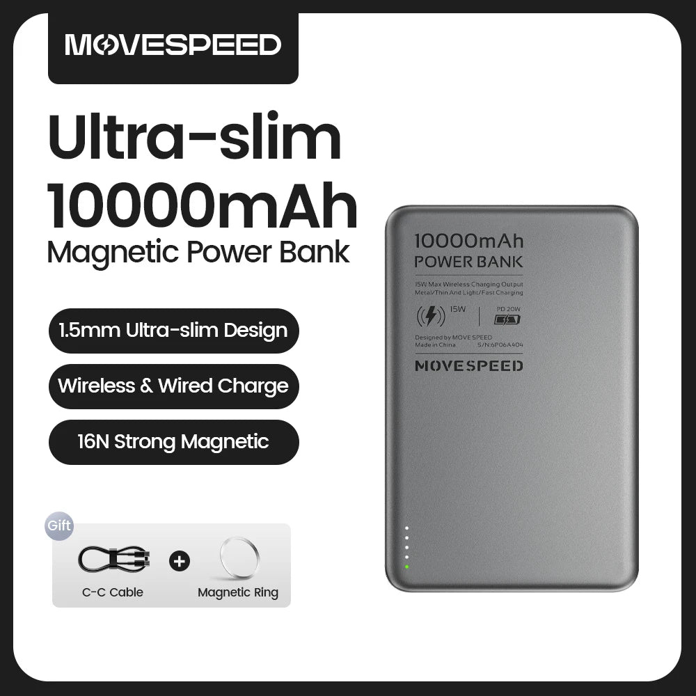 MOVESPEED S10 10000mAh Slim Magnetic Power Bank — Wireless 20W