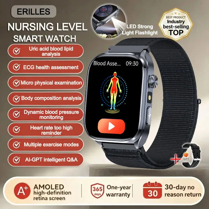 2026 New AI Health Care Accurate Detection ECG SmartWatch Blood Pressure Lipids Uric Acid Analysis Bluetooth Call Smart Watches