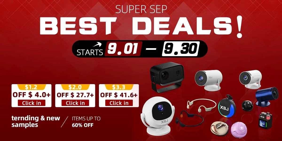 Projetor Portátil 4K — Android, WiFi6, BT5.0, Auto Keystone, Rotação 360°