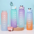 Sports Water Bottle with Time-Tracking Straw Leak Proof Locking Flip Cover for Easy Carry Ideal for Outdoor Adventures