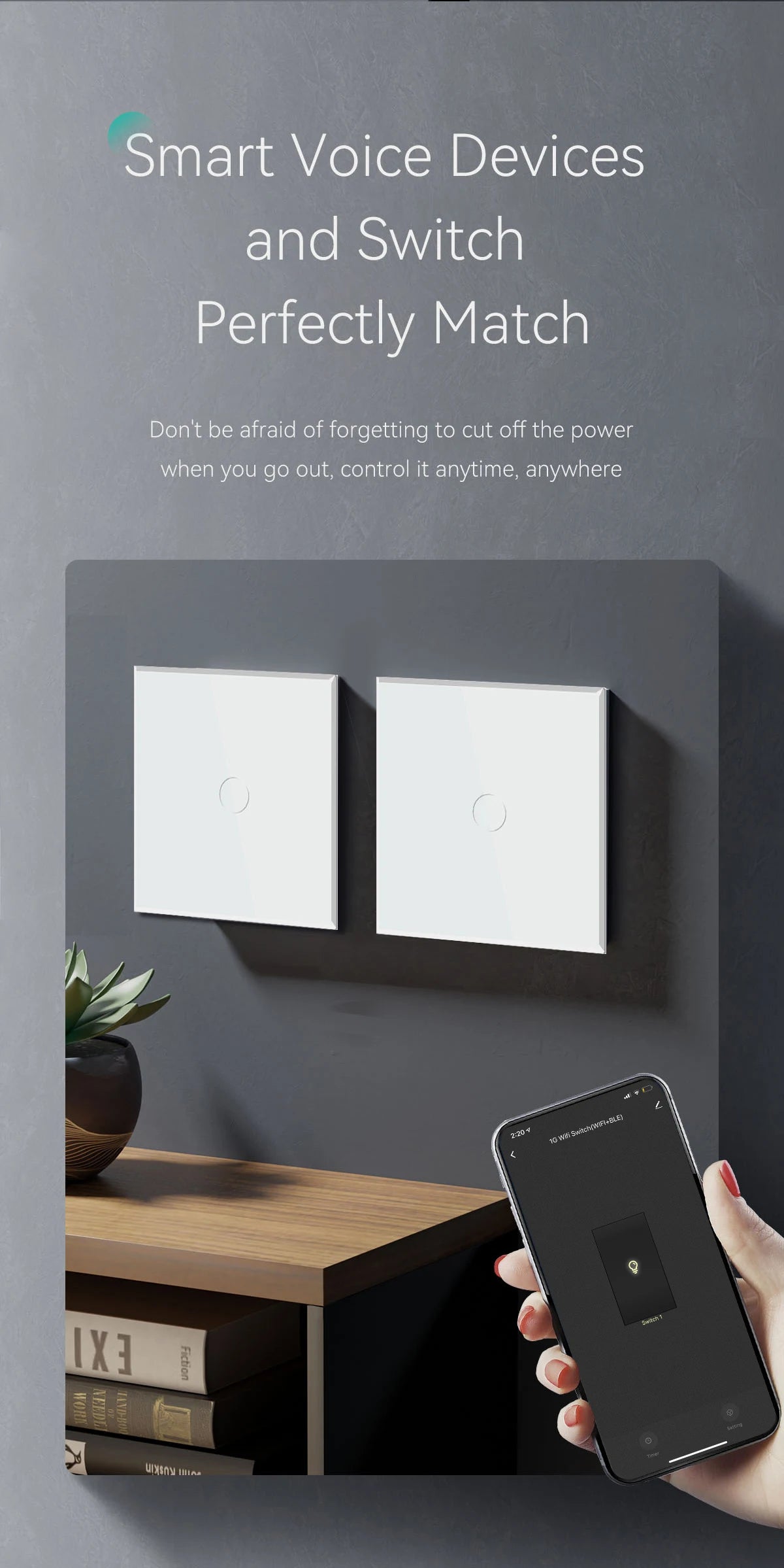 BSEED WiFi Touch Switch — Tomada EU com USB‑C Tuya Smart Life