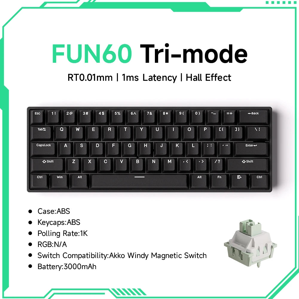 Akko MonsGeek FUN60 Magnetic Switch 60% Magnetic Switch Gaming Keyboards Rapid Trigger 0.01mm 8K ARGB HE/TMR Custom Keyboard