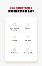 Pull-Up Stand Handles Wooden Push-Up Bar Beech Wood Calisthenics Home Exercise Equipment Wooden Parallettes Bar for Floor Use