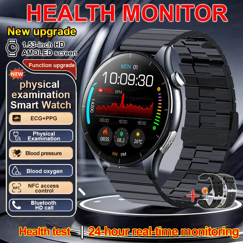 2026 New Smart Watch ECG+PPG Health Monitoring Blood Pressure Uric Acid Fitness Tracker Clock Sport Call Smartwatch Customizable Dial