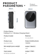 Foldable 3 In 1 Magnetic Wireless Charger Stand For Magsafe iPhone 15 14 13 12 Apple Watch 2-8 Airpods Pro Fast Charging Station