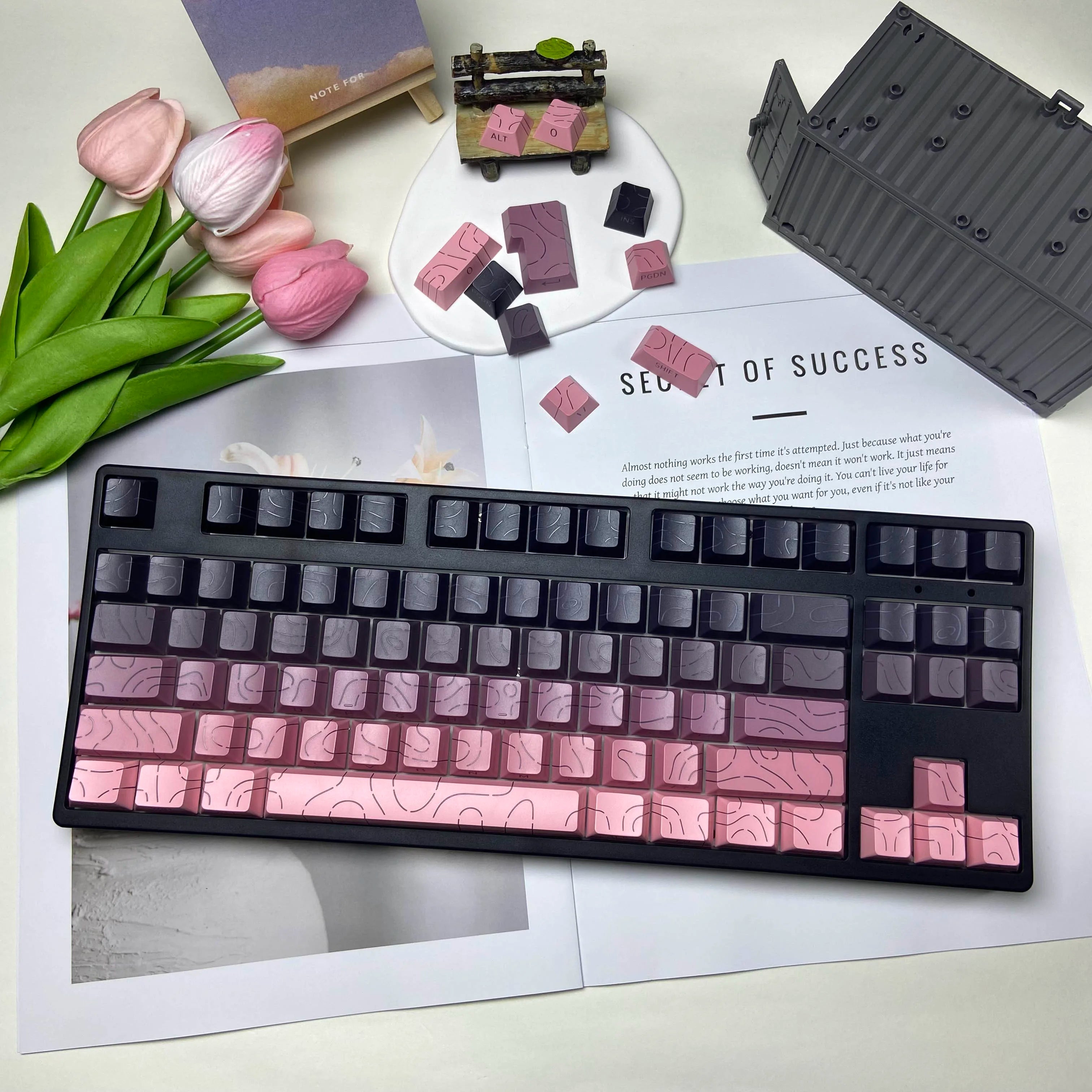 Line Gradient Side Shine Through Keycaps Cherry Profile PBT Custom Keycaps for 60% 65% 75% 96% 98% 100% Mechanical Keyboard