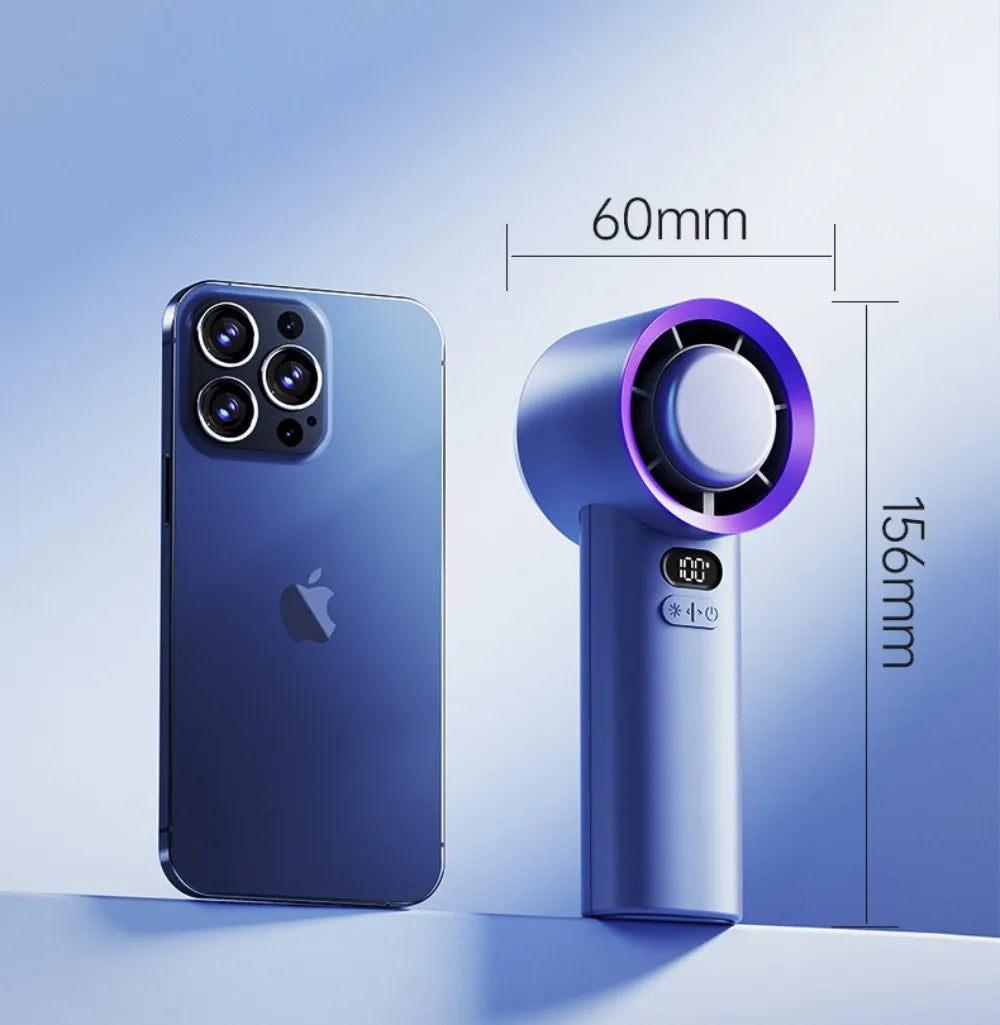 Outdoor Handheld Cold Compress Fan 3600mAh Quite High-speed Cold Air USB Rechargeable Mini Turbo Fan with Lanyard Portable Fan