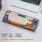 FREE WOLF M75 82-Key Compact Wireless Gaming Keyboard - Dual Mode (Bluetooth/2.4G) RGB Backlit OLED Display Large Battery